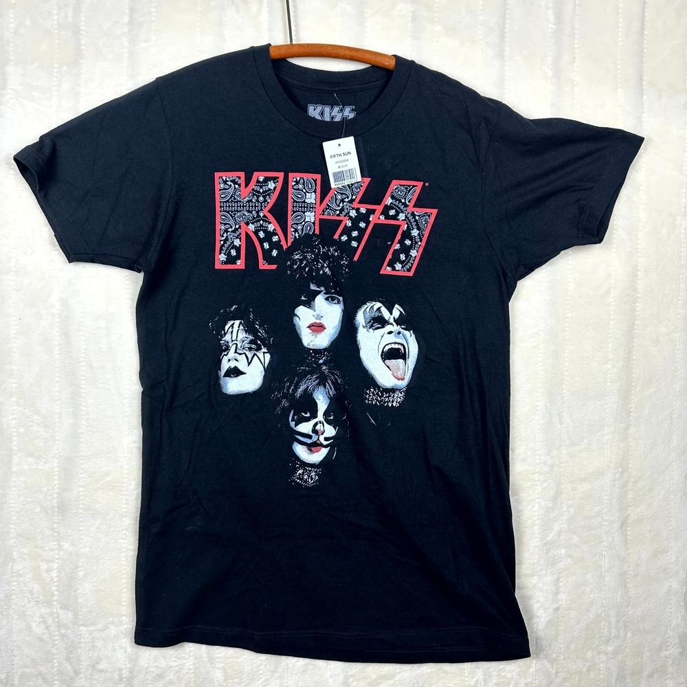 KISS Band Graphic T-Shirt Fifth Sun Black Size M New Rock Tee NWT